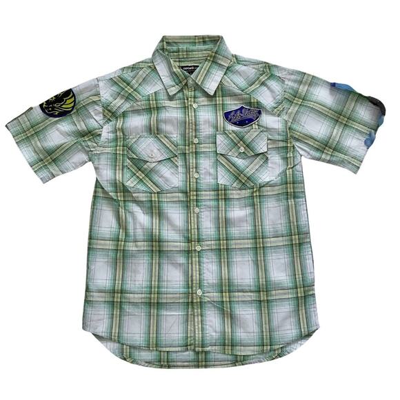 Ecko Unlimited NWT Plaid Button Down Shirt Boys L (16/18) - Picture 2 of 8